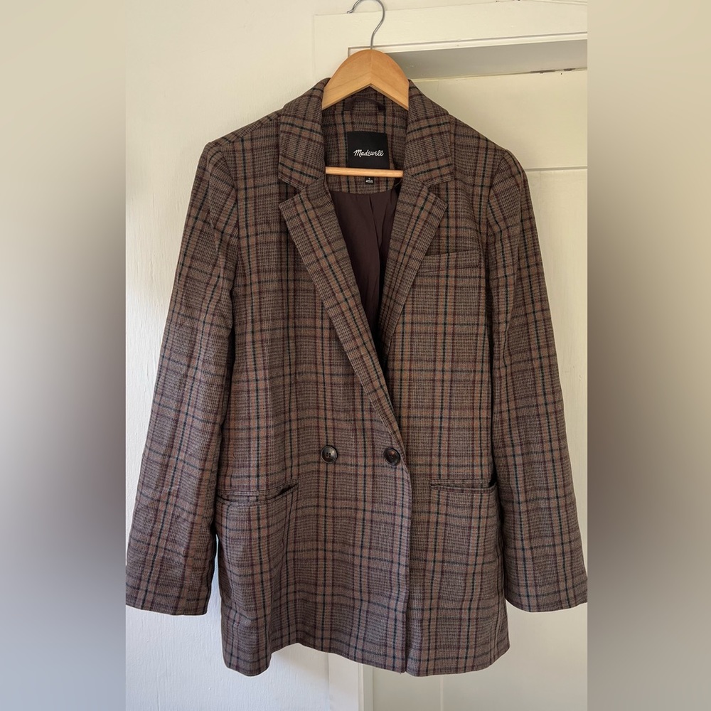 Madewell Caldwell Double Breasted Blazer in Hedden Plaid